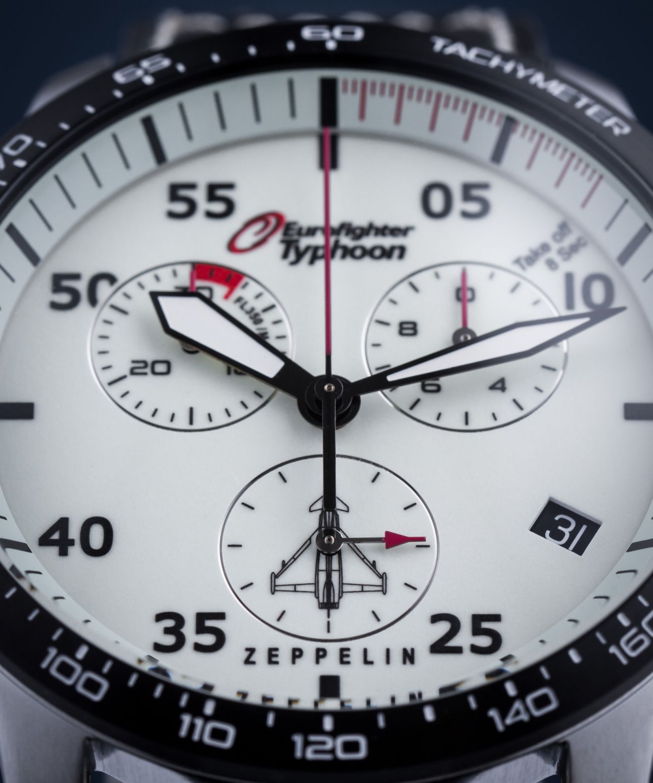 Zeppelin Orologio Da Uomo 7298-5 Eurofighter Typhoon – Quarzo 43mm, 10 ATM, Cronografo, Pelle Marrone