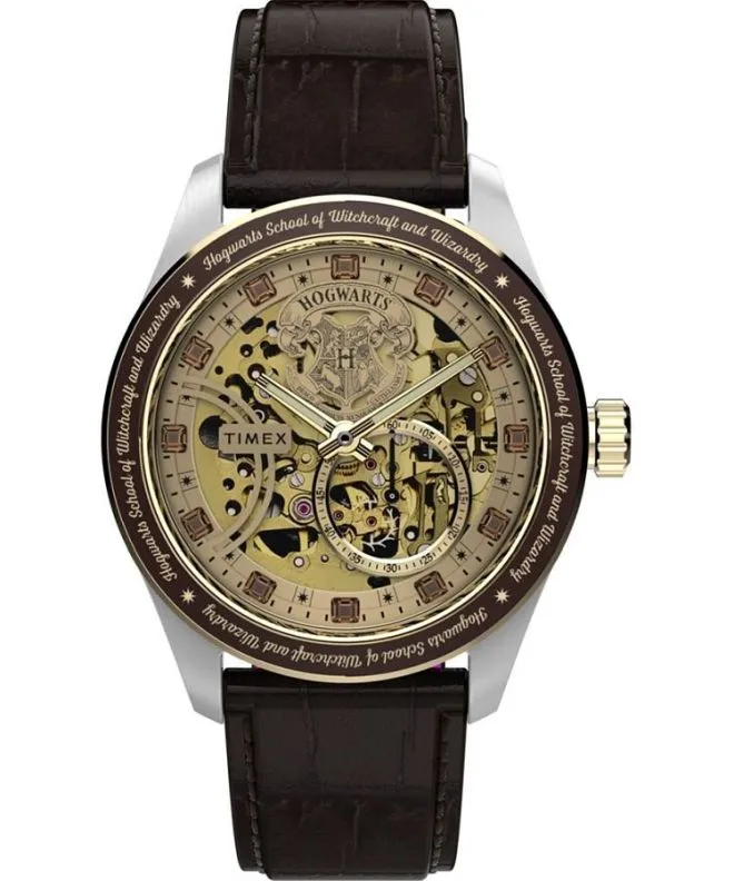 Zegarek męski Timex Harry Potter X Waterbury 39mm Leather Strap Automatic Skeleton TW2Y75500