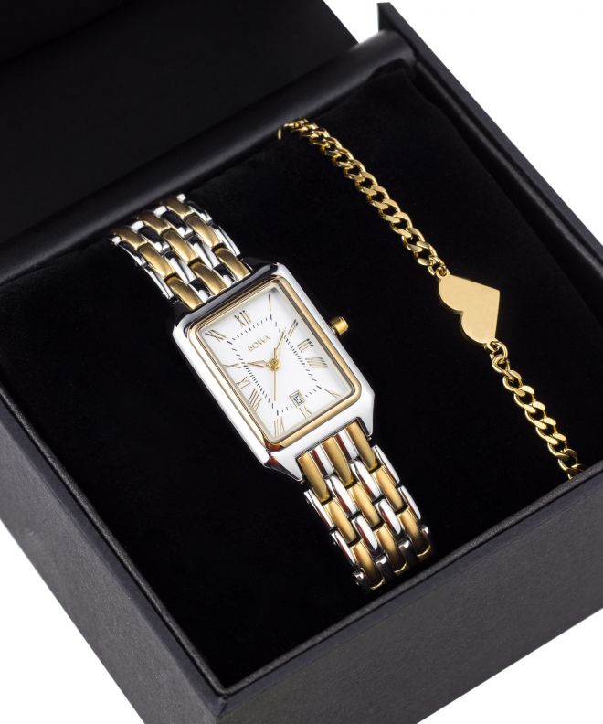 Zegarek damski BOWA Barcelona White Silver-Gold Steel 23 Gift Set BC2345-24-148S-419-02