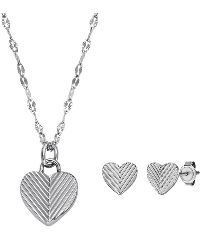 Naszyjnik Fossil Harlow Linear Texture Heart JF04669SET