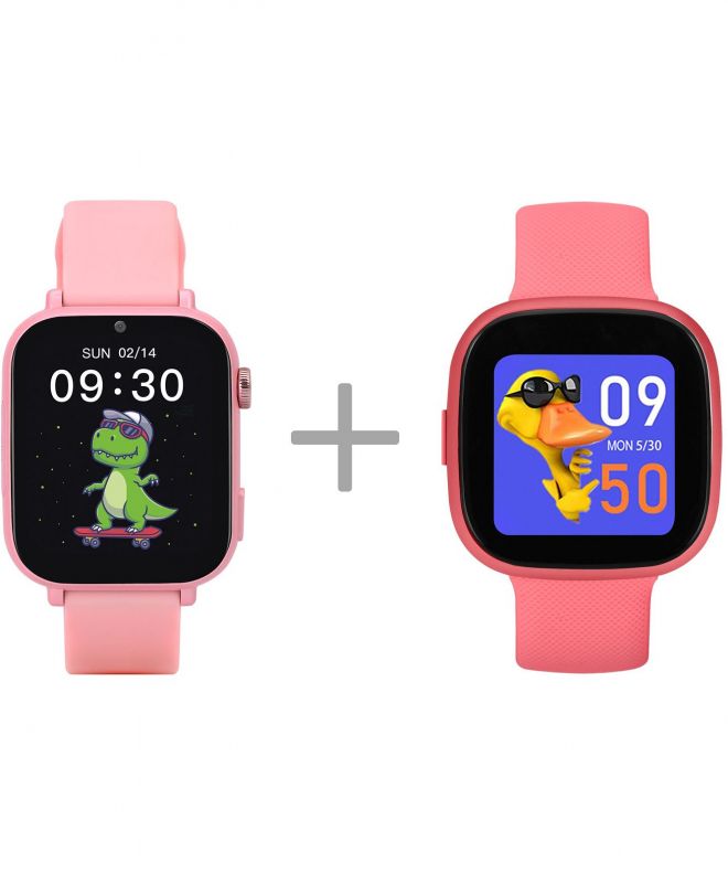 Smartwatch dziecięcy Garett Kids Nice Pro 4G Różowy + Kids Fit Różowy 5904238486245