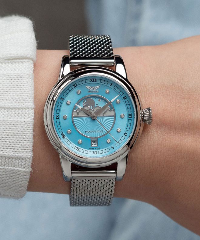 Zegarek damski Aviator Douglas Moonflight Ice Blue Diamonds Limited Edition V.1.33.0.359.5