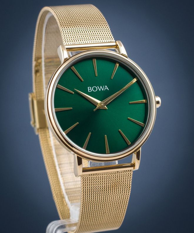 Zegarek damski BOWA Praha Green-Gold Mesh 38 PH384-04-184M