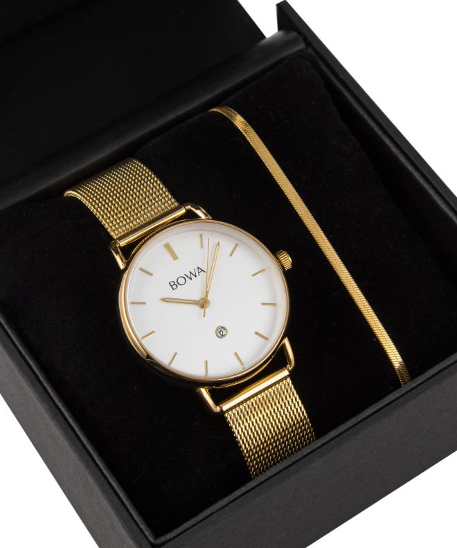 BOWA Milan White-Gold Mesh 34 Gift Set (zegarek + bransoletka) MI344-24-164M-419-03