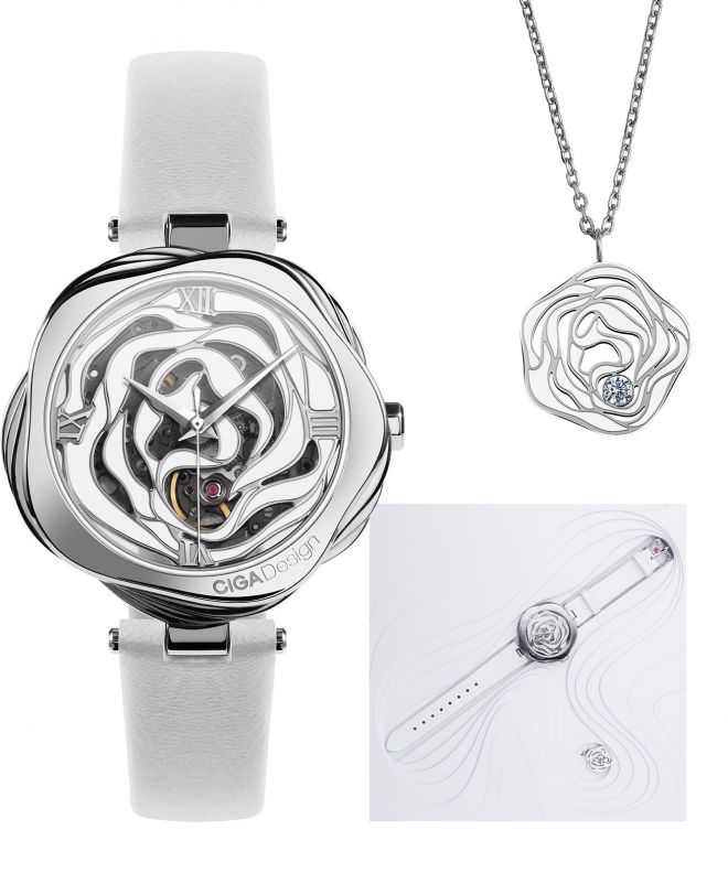 Zegarek damski Ciga R Danish Rose Skeleton Automatic R022-SISI-W1