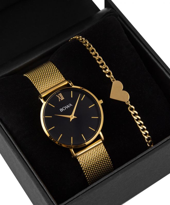 BOWA London Black-Gold 33 Gift Set (zegarek + bransoletka) LO334-14-164M-419-02