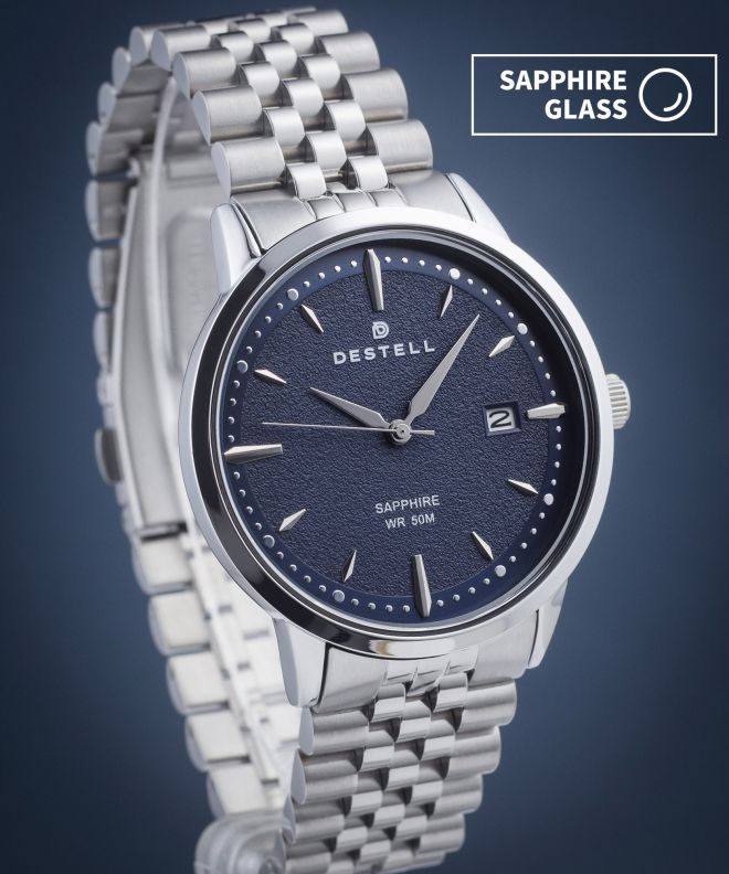 Zegarek męski DESTELL Pictor Blue Silver Steel Sapphire PT405-35-205J