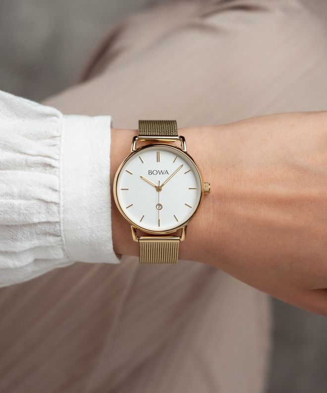 Zegarek damski BOWA Milan White-Gold Mesh 34