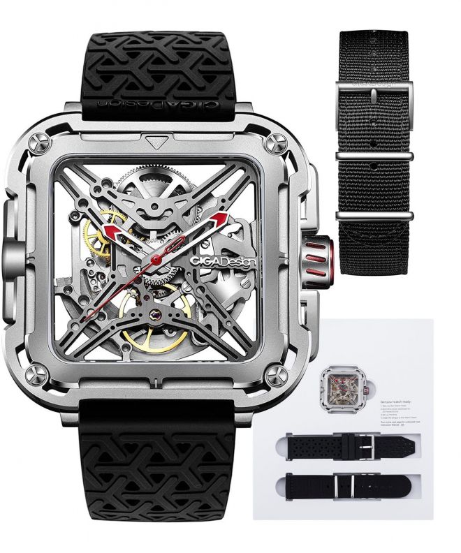 Zegarek męski Ciga Design X Series Gorilla Silver Skeleton Automatic X011-SISI-W25BK