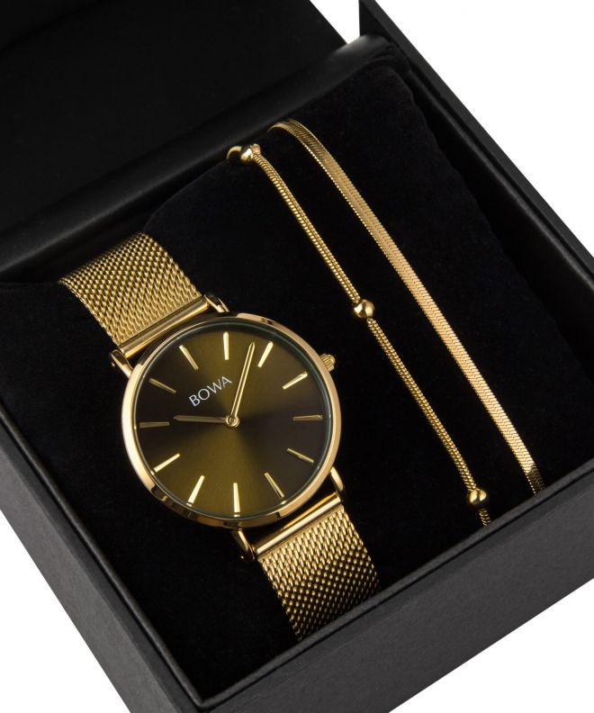 BOWA New York Petite Green-Gold Mesh 34 Gift Set (zegarek + bransoletka) NY344-04-184M-419-01