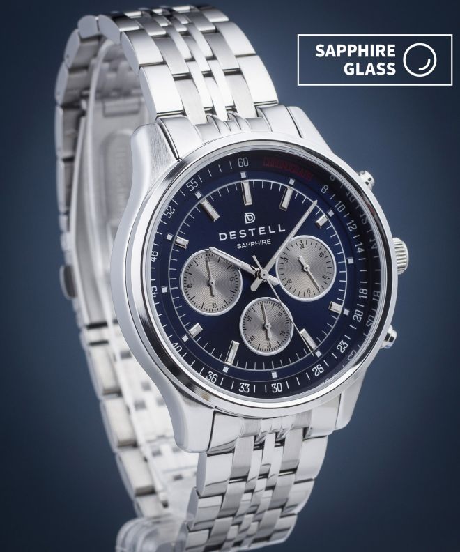 Zegarek męski DESTELL Circinus Blue Silver Steel Chronograph Sapphire CR415-35-205J