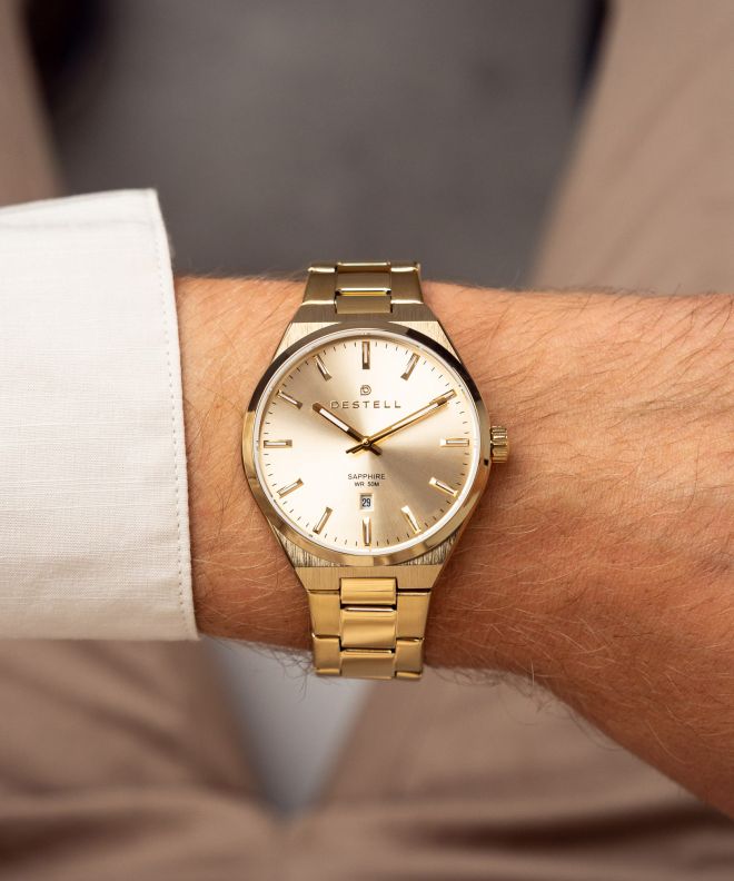 Zegarek męski DESTELL Aries Full Gold Steel Sapphire