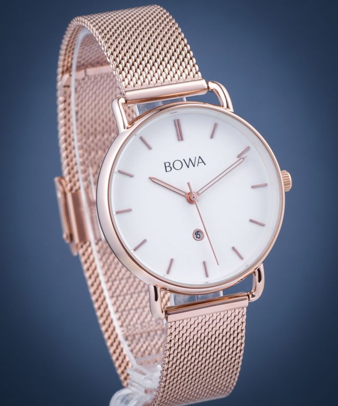 Zegarek damski BOWA Milan White Rose-Gold Mesh 34 MI347-27-167M