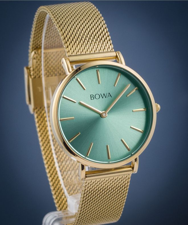 Zegarek damski BOWA New York Petite Mint-Gold Mesh 34 NY344-114-184M