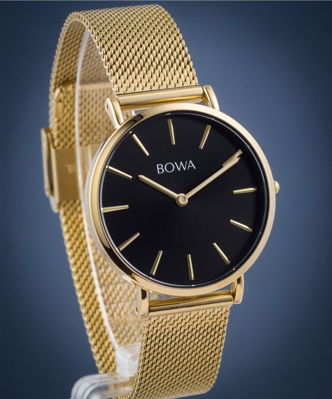 Zegarek damski BOWA New York Petite Black-Gold Mesh 34 NY344-14-184M