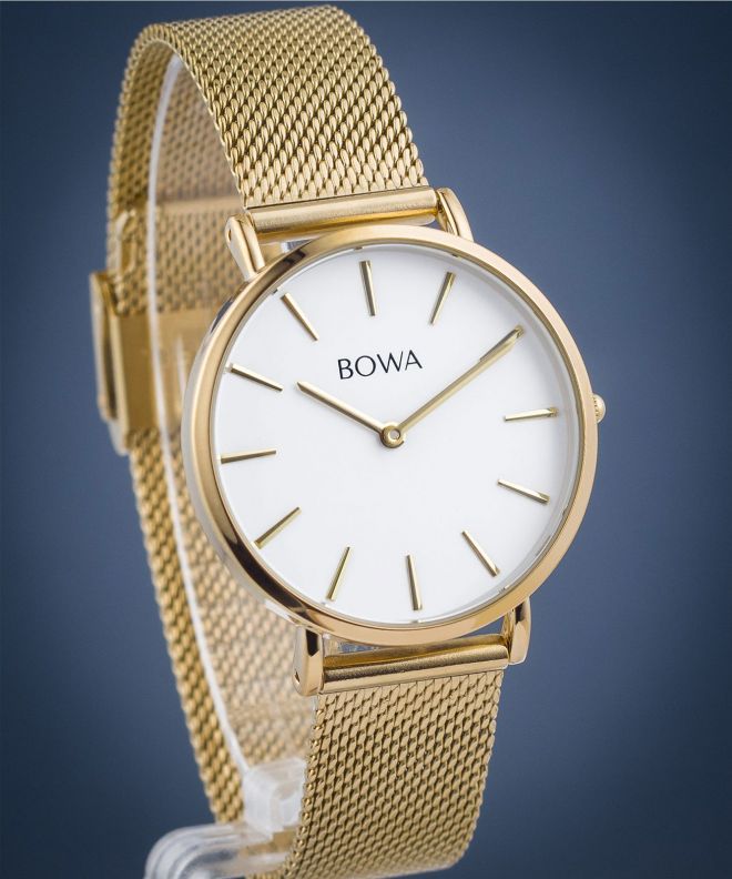 Zegarek damski BOWA New York Petite White-Gold Mesh 34 NY344-24-184M