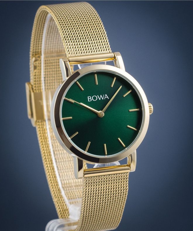 Zegarek damski BOWA Tokyo Green Gold Mesh 33 TO334-04-164M