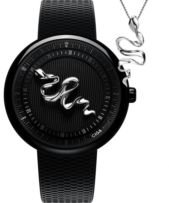 Zegarek męski Ciga Design Legend of Serpent Automatic Silver 925 Edition GPHG 2021 SET U037-BB02-W6B
