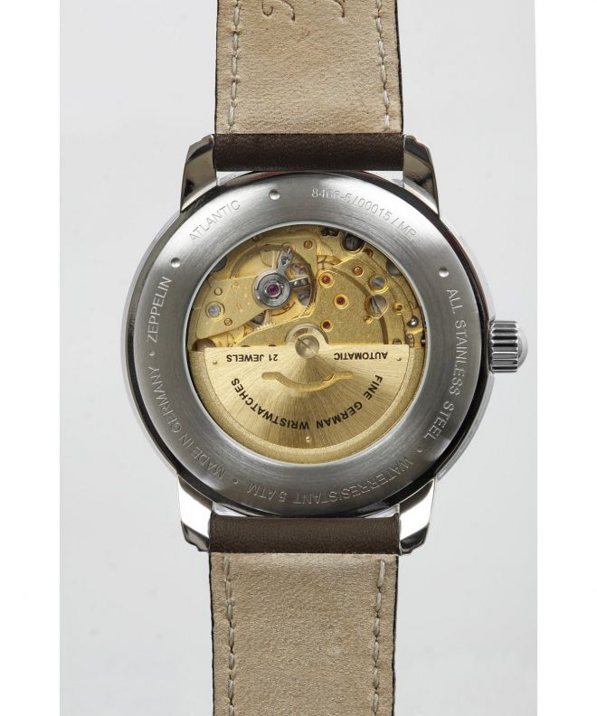 Zeppelin Orologio Uomo 8466-4, Cassa Acciaio, Quadrante Verde, Cinturino Pelle Marrone