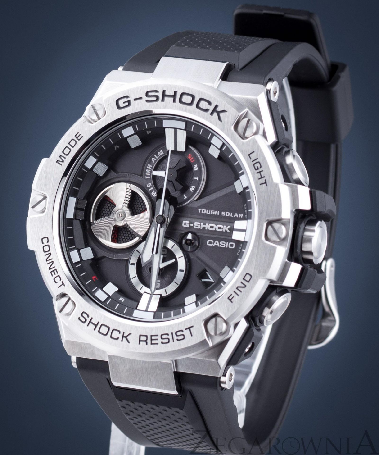 ĐỒNG HỒ NAM CASIO GST-B100-1AER G-SHOCK CASE SILVER DÂY CAO SU CHÍNH HÃNG