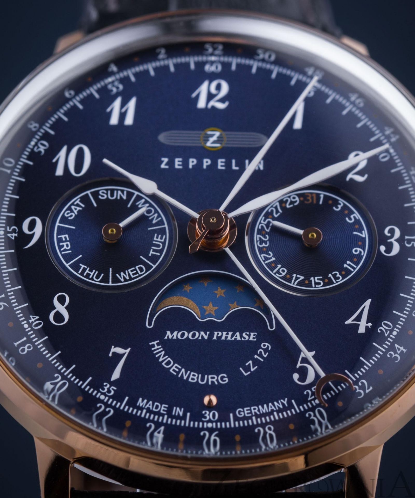 Zeppelin Hindenburg Orologio Uomo 7036M-1: Quarzo, Fasi Lunari, Cassa 40mm Acciaio, Cinturino Milanese