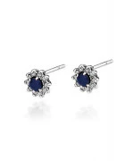 Kolczyki Bonore z białego złota próby 585 z szafirem 0,15 ct
