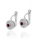 Kolczyki Bonore z białego złota próby 585 z rubinem 0,15 ct
