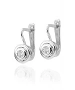 Kolczyki Bonore z białego złota próby 585 z diamentem 0,1 ct