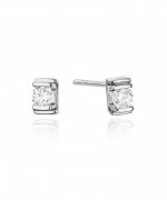 Kolczyki Bonore z białego złota próby 585 z diamentem 0,1 ct