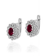 Kolczyki Bonore z białego złota próby 585 z rubinem 0,6 ct