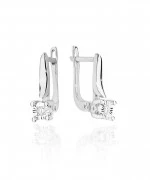 Kolczyki Bonore z białego złota próby 585 z diamentem 0,03 ct