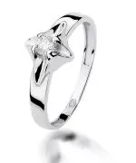 Pierścionek Bonore z białego złota próby 585 z diamentem 0,12 ct