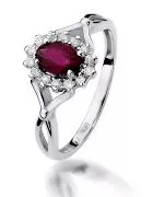 Pierścionek Bonore z białego złota próby 585 z rubinem 0,6 ct