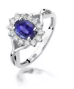 Pierścionek Bonore z białego złota próby 585 z tanzanitem 0,7 ct