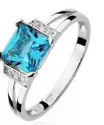 Pierścionek Bonore z białego złota próby 585 z topazem 1,4 ct