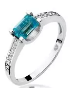 Pierścionek Bonore z białego złota próby 585 z topazem 0,65 ct