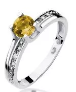Pierścionek Bonore z białego złota próby 585 z cytrynem 0,5 ct