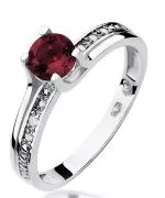 Pierścionek Bonore z białego złota próby 585 z granatem 0,6 ct