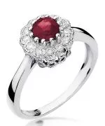 Pierścionek Bonore z białego złota próby 585 z rubinem 0,6 ct
