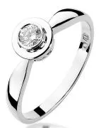 Pierścionek Bonore z białego złota próby 585 z diamentem 0,15 ct