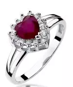 Pierścionek Bonore z białego złota próby 585 z rubinem 1,1 ct