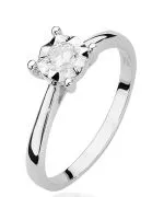 Pierścionek Bonore z białego złota próby 585 z diamentem 0,2 ct