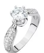 Pierścionek Bonore z białego złota próby 585 z diamentem 0,7 ct