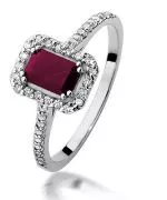Pierścionek Bonore z białego złota próby 585 z rubinem 0,8 ct