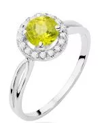 Pierścionek Bonore z białego złota próby 585 z oliwinem 0,9 ct