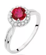 Pierścionek Bonore z białego złota próby 585 z rubinem 1,2 ct