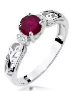 Pierścionek Bonore z białego złota próby 585 z rubinem 0,6 ct