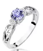 Pierścionek Bonore z białego złota próby 585 z tanzanitem 0,5 ct