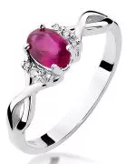 Pierścionek Bonore z białego złota próby 585 z rubinem 0,6 ct