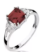 Pierścionek Bonore z białego złota próby 585 z granatem 1,3 ct